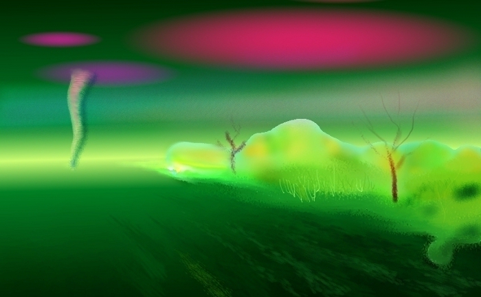 Art by Alain Le Razer: Night in Red Lights with Twister